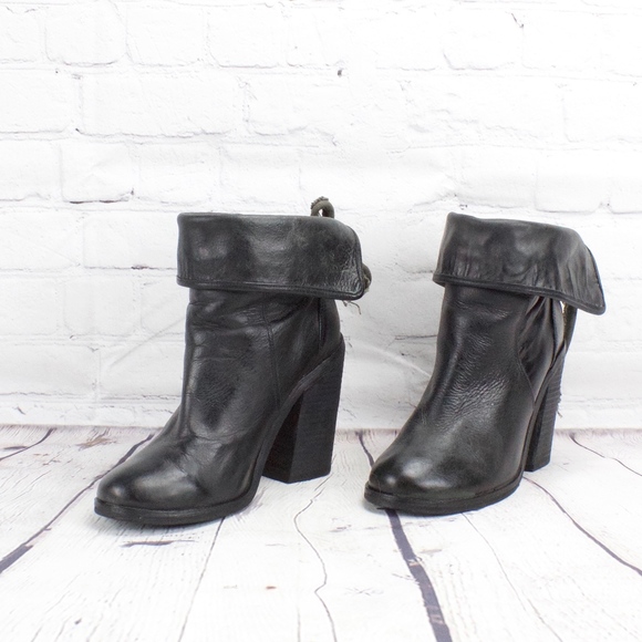 Kensie Black Leather Block Heel Ankle Boots Size 7 - Picture 4 of 8